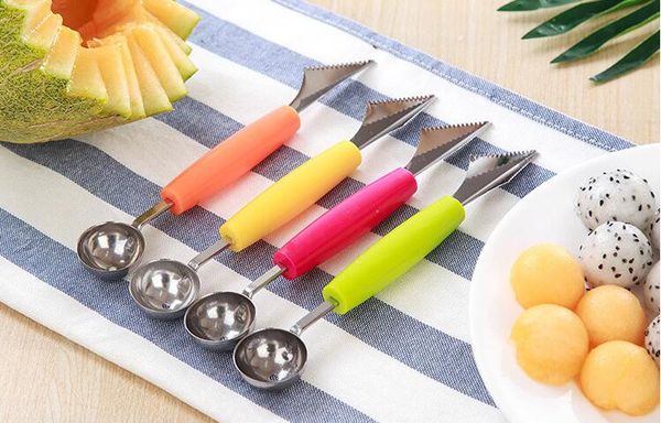 

double end stainless steel b kitchen utensils watermelon scooper kitchen watermelon carving knife fruit scooper bowl scooper