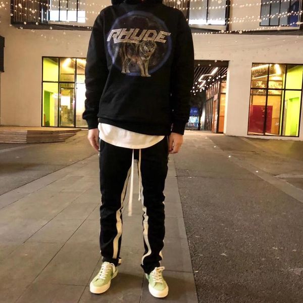 

19ss rhude luxury european pattern printing hoodie retro fashion cotton sweater women men's designer sweater hfyywy007, Black
