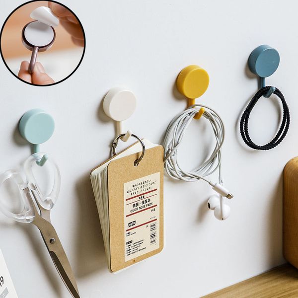 

10pcs/lot nordic round rotating wall strong seamless hook clothes hanger porch bag hat coat rack self-adhesive sticky key hooks