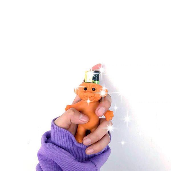 

plastic carton cute troll doll toys pvc lighter case hold gift for men women, Black