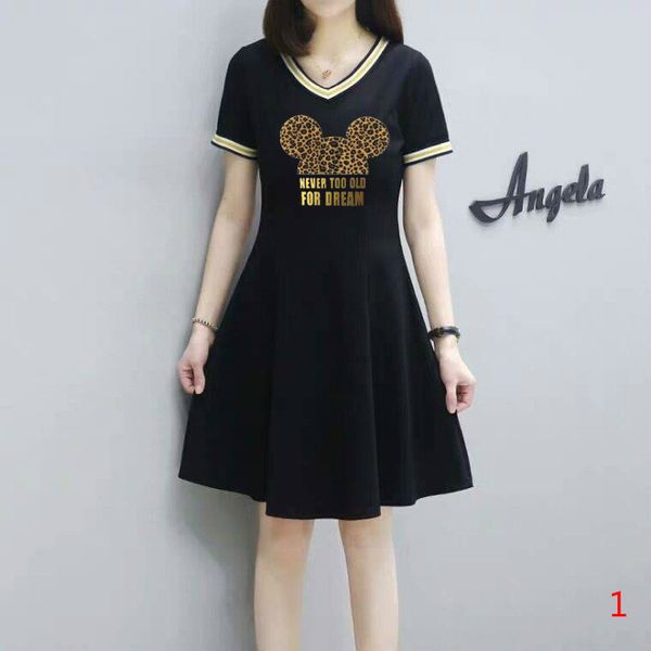 

new women dress summer printed short sleeves lady dresses v-neck fashion style slim for women casual dresses1, Black;gray