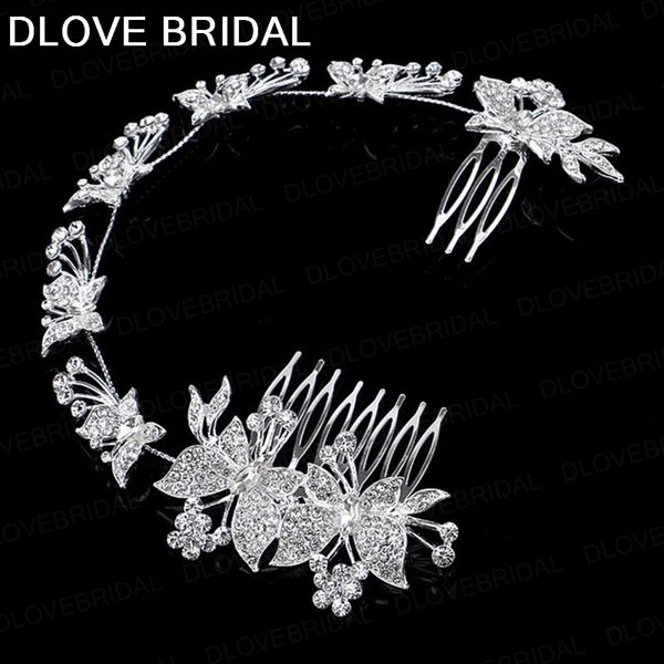 Fairy Butterfly Bridal Hair Comb Luxury Elegant Crsytal Rhinestone