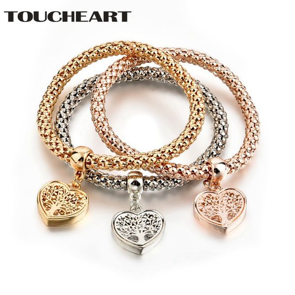 

toucheart new dainty jewelry life tree heart bracelet & bangles popcorn chain set friendship distance bracelets gift sbr170118, Golden;silver