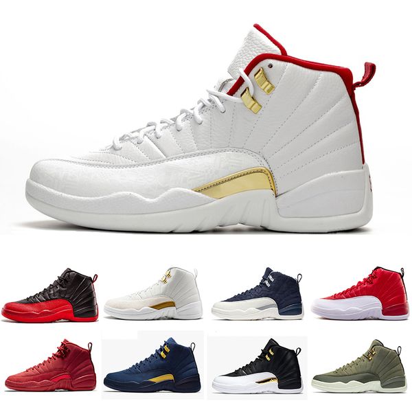 

12s gym red 12ss college navy men basketball shoes michigan wings bulls flu game taxi sports trainer sneaker