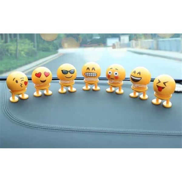 

car ornaments toys shaking head nod dolls cute cartoon funny emoji wobble head robot lovely car dashboard decor auto