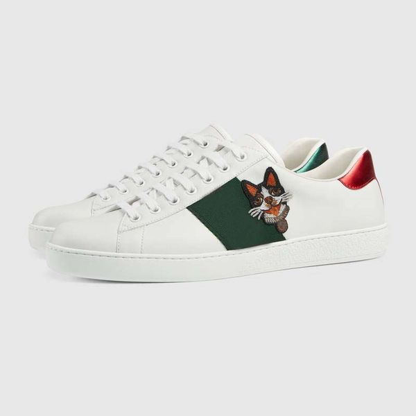 

2020 fashion low panther embroidery white leather trainers platform shoes men women animal dog print mens womens luxurys designers sneakers, Black