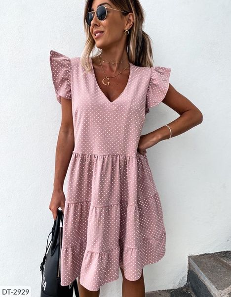 

les pela 2020 new summer sundress women ruffles sleeves v-neck dot boho vestidos multi-layer connection hem elegant mini dresses, Black;gray