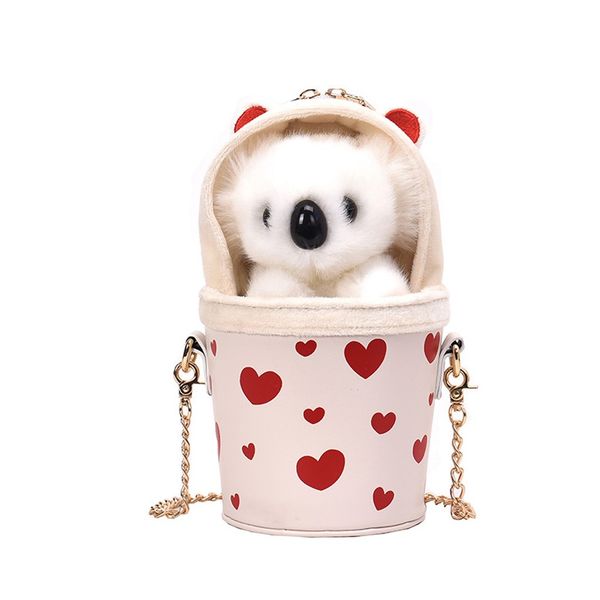 

women girl plush bear pack crossbody bag chain cute winter fashion bag designer handbags malas de senhora #bzp