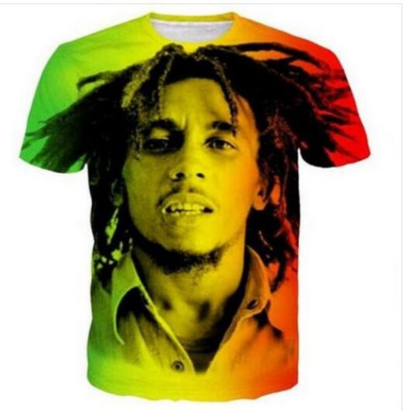 

2019 горячие продажи большой ярдов футболка мужская боб марли 3d футболка летняя одежда футболка dx016, White;black