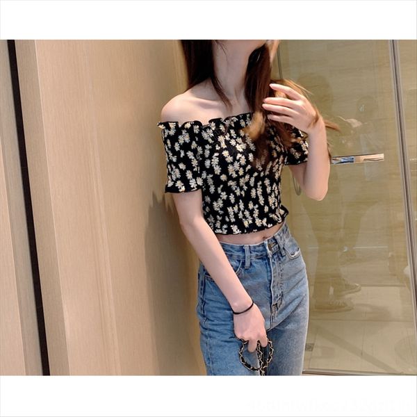 

chuchu маргаритки распечатаны однолинейные воротник топ женщин сезона 2020 короткий дизайн с короткими рукавами рубашки chuchu маргаритки ра, White