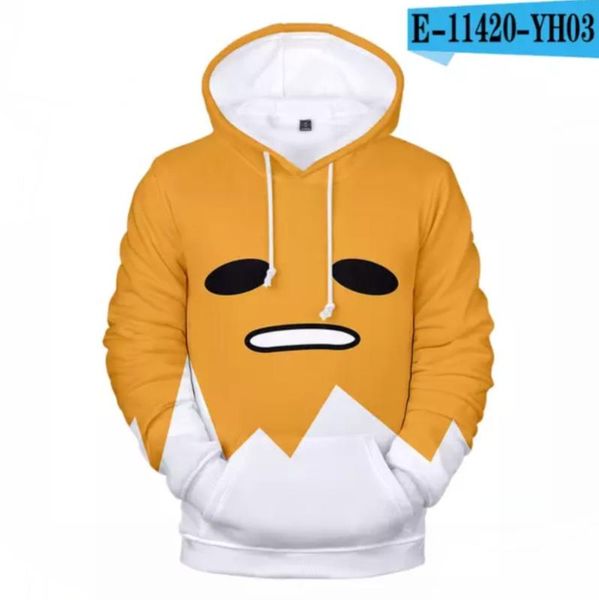 

new 2020 hoodies notoday gudetama harajuku men/women long sleeve casual japan cute lazy egg notoday boys/girls clothes 3d hoodie, Black