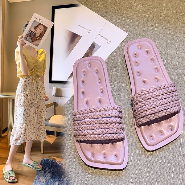 

shoes woman 2020 slippers women summer luxury slides pantofle designer new soft flat rubber rome basic pu female shoes slippers, Black