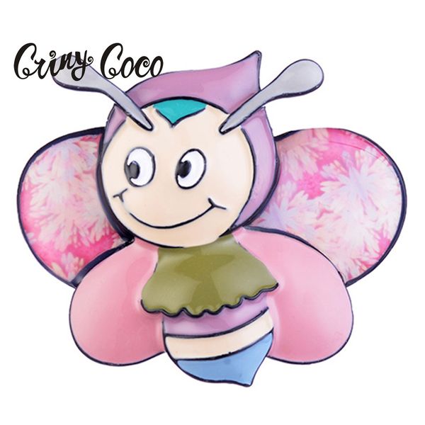 

cring coco kawaii pink bee brooch pin for children boy girl gift fashion enamel insect brooch scarf jewelry women accessories, Gray