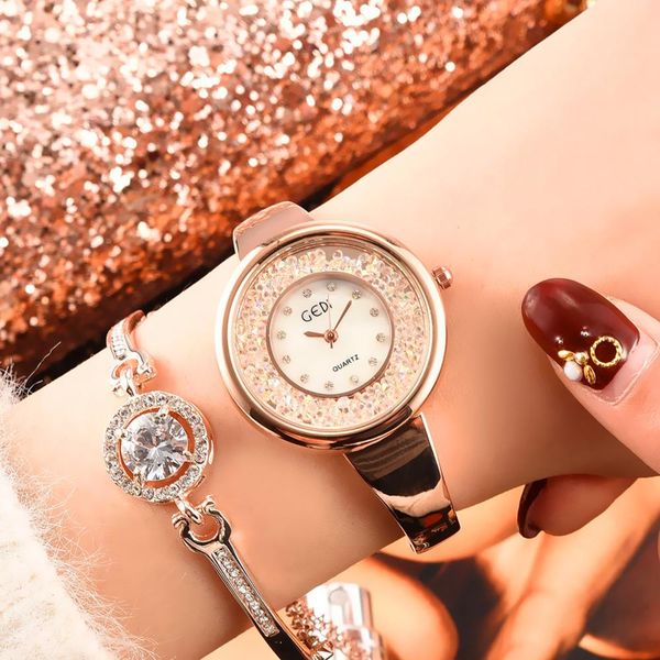 

fashion rolling diamonds casual casual steel belt women's watch simple luxury women's watch steel belt quartz, Slivery;brown