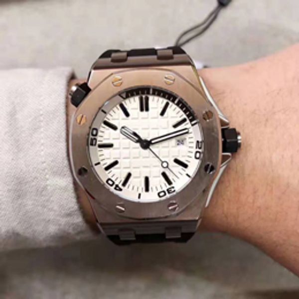 

royal luxury men watch automatic movement 43mm sapphire dial transparent back rubber band super luminous men gift ing, Slivery;brown