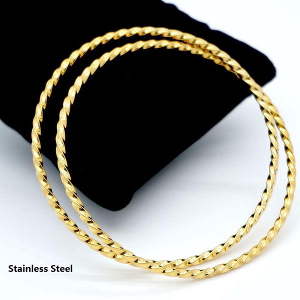 

fashions double twist stainless steel bangle for women russian gold bangle 2019, Black