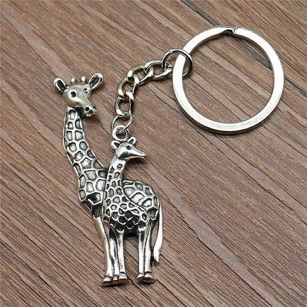 Keyring Giraffe Keychain 54x22mm Antique Silver New Fashion Handmade Metal KeyChain Souvenir Gifts For Women