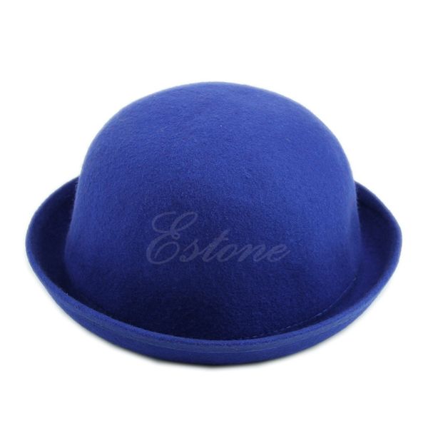 

vintage vogue ladies women men vintage wool bowler derby hat cap, Blue;gray