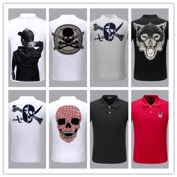 

men polo shirt 2019 quality summer fashion men tee design print polo short sleeve t-shirt poloshirt clothes skull shir clothing, White;black