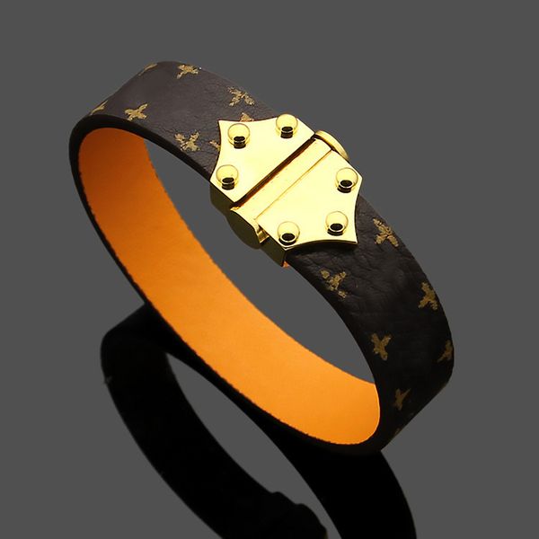 

new fashion gold v letter leather bracelet four leaf flower leather bracelet jewelry, Golden;silver