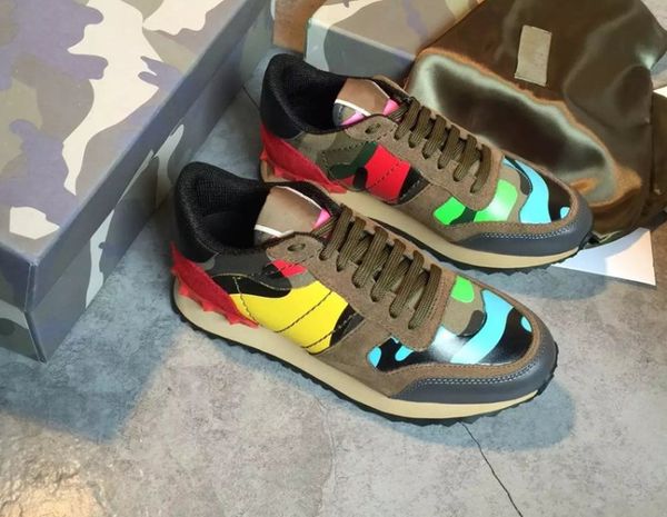 

2020 fashion luxury designer mens womens shoes sneakers rivets camouflage comfort platform casual shoes trainers dress sneakers, Black
