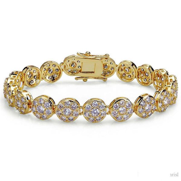 

hip hop men gold bracelets iced out 1 rows micro pave cz chains crystal bracelet women 20cm, Black