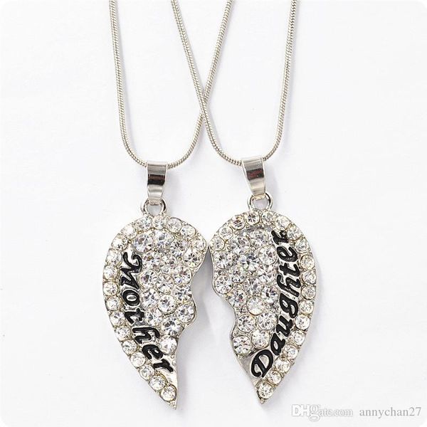 

мама и дочь сердце ожерелье set чокеры красный розовый кристалл rhinestone ожерелье золотые ювелирные изделия подарка для мамы легированной, Silver