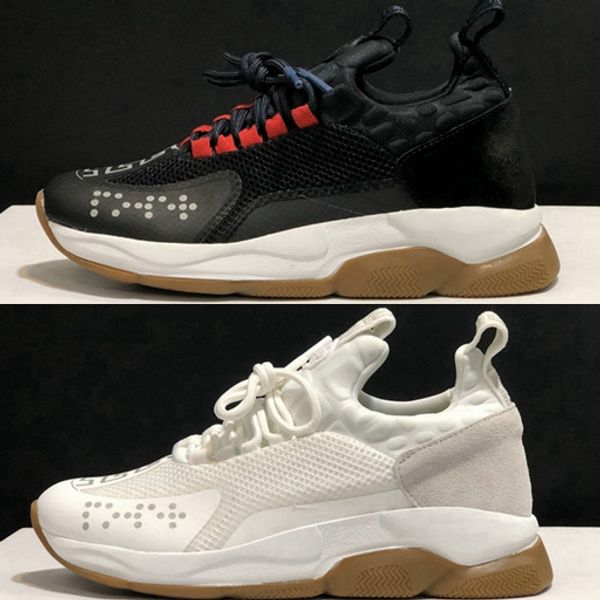 

2020 chain reaction 2.0 luxury designer shoes men women sneakers leopard leather black white rubber fashion trainers casual des chaussures