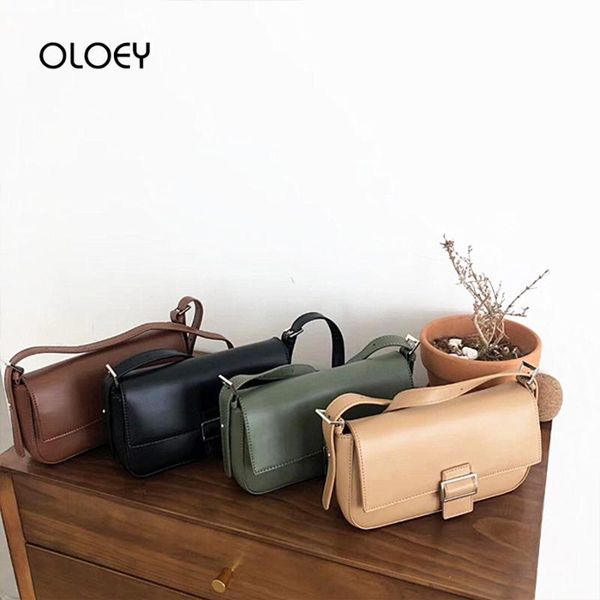 

fashion women messenger bag 2020 new korean casual lady shoulder bag sac a main femme pu leather handbags baguette shape bags
