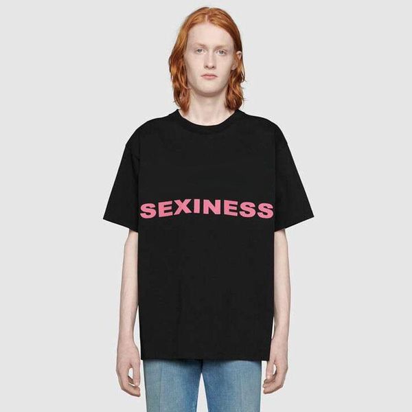 

20ss made in italy sexiness pink logo letter printed tee men women casual t-shirt high end summer short sleeves high street tee hfymtx812, White;black
