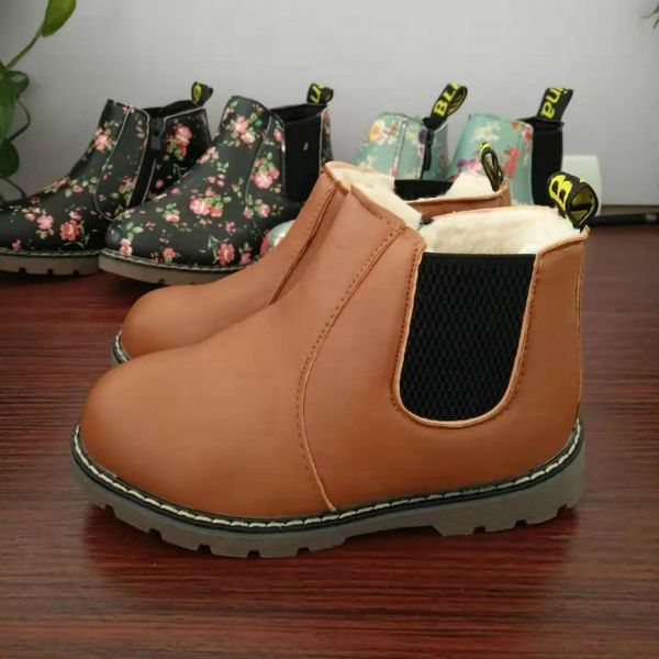 

winter rain boots martin boots big boy children' shoes boys short england leather girls single new, Black;grey