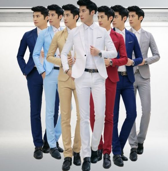 

2017 весной и осенью новые продукты мужчины мода повседневная ходить на работу костюм корейском стиле slim fit 2 шт костюм пальто мужские, White;black