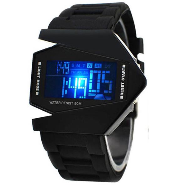 

watch led watch bomber led+12/24hrs force sport digital calendar cuff relojes hombre digital, Slivery;brown