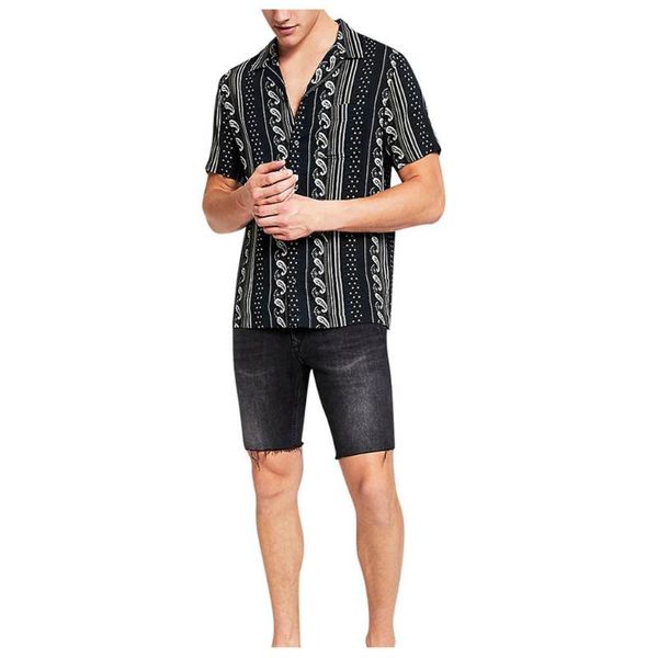 

plus size short sleeve hawaiian men shirt summer 2020 fashion casual floral printed beach shirts men clothing camisa masculina, White;black