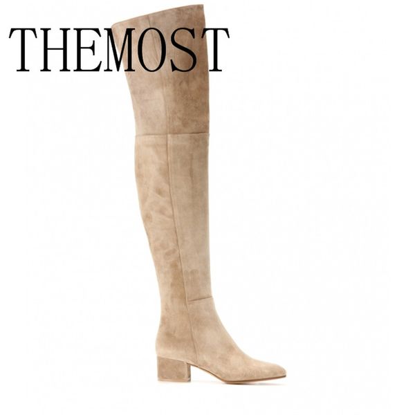 

arqa europe and the united states autumn and winter fashion brand women's fashion show boots luxury extra cashmere knee boots, Black