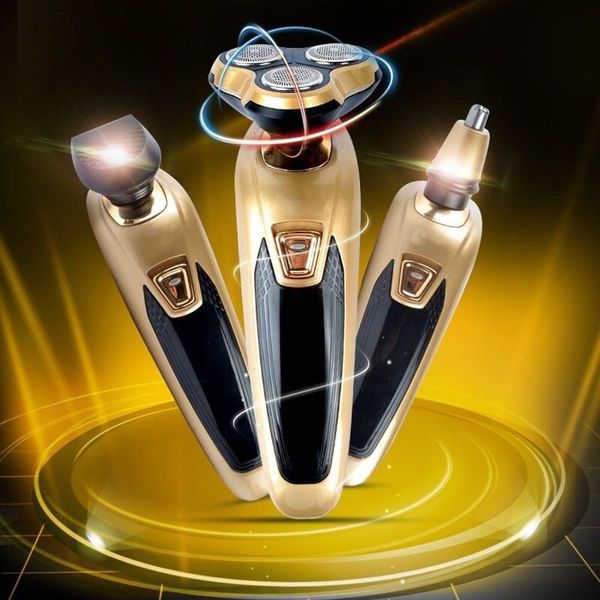 

usb rechargeable whole body washable electric men gold shaver beard machine trimmer rotary triple shaver face care