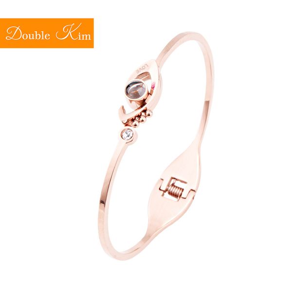 

100 languages i love you eye of the demon projection bracelet titanium stainless steel material bangles women trendy jewelry, Golden;silver