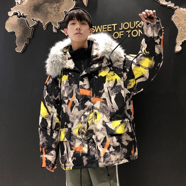 

камуфляж парки мужчины осень зима новая молния с капюшоном хип-хоп куртка повседневная свободные пальто мужчины уличная зимняя куртка, Black