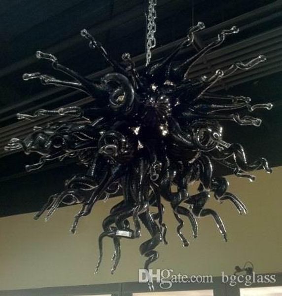 

modern art deco vintage black glass chandelier lightings 100% handmade blown murano glass led chandelier pendant lamps for home decor