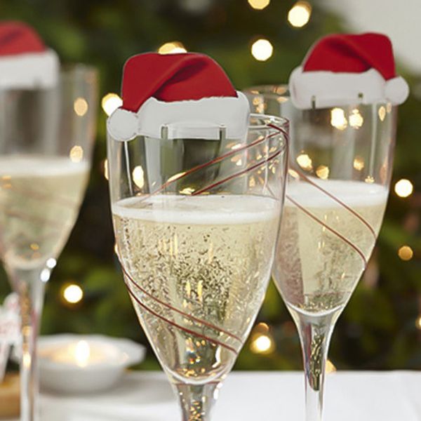 

1pcs/10pcs mini xmas hats champagne wine glass caps christmas holiday party decorations