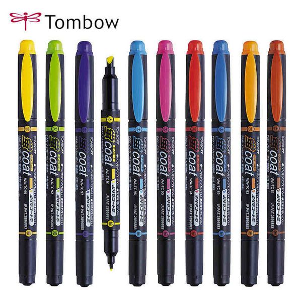 

tombow double head fluorescent pen marker pen set color doodling art for reading book office accessories school supplies, Black;red