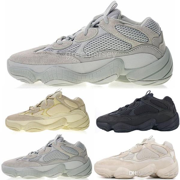 

500 stone kanye west desert rat mens womens running shoes designer bone white salt super moon yellow utility black blush sports sneakers