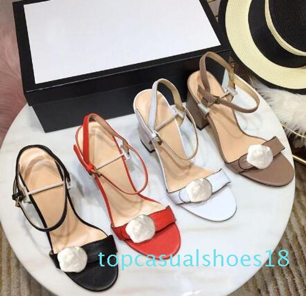 

2019 classic high heeled sandals coarse heel leather luxury designer suede woman shoes metal buckle for parties occupation sanda 18t, Black