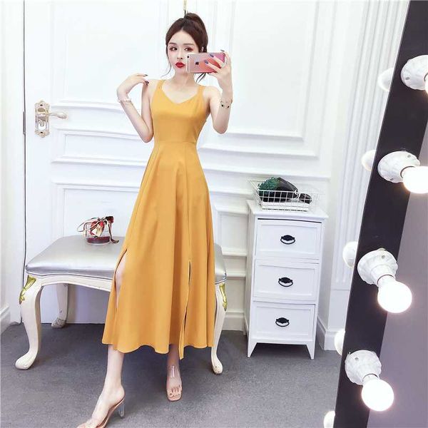 

suspender off shoulder dress long dress new style in summer 2020, Black;gray