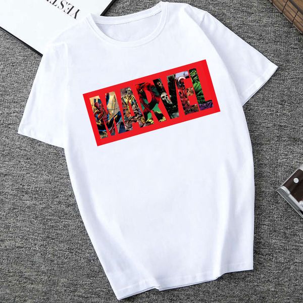 

2020 new women t-shirts casual harajuku marvel printed tee summer female short sleeve t shirt for women clothing, White
