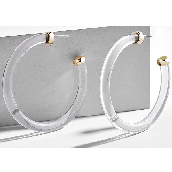 

45mm large acrylic transparent grey tortoiseshell hoop earrings hyperbole circle resin hoop earring for women girls, Golden;silver