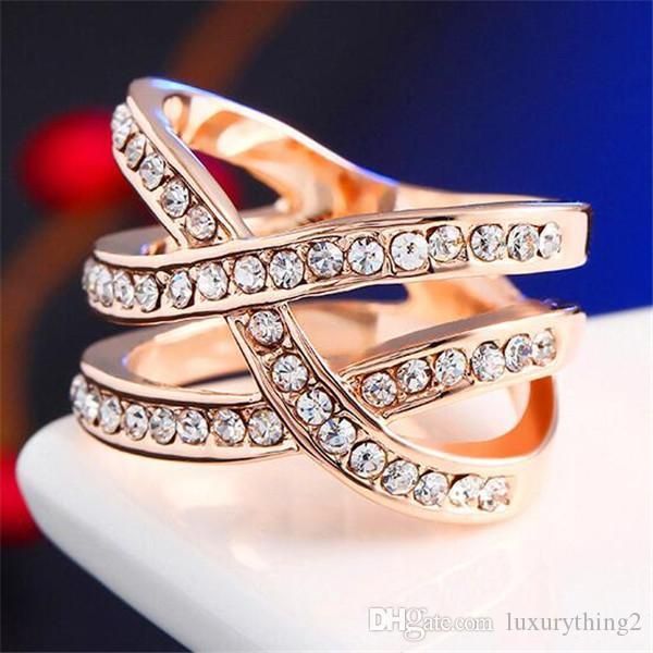 

18k розового золота мода размера кольца 6,7,8, 9 женской jewelry78, Silver