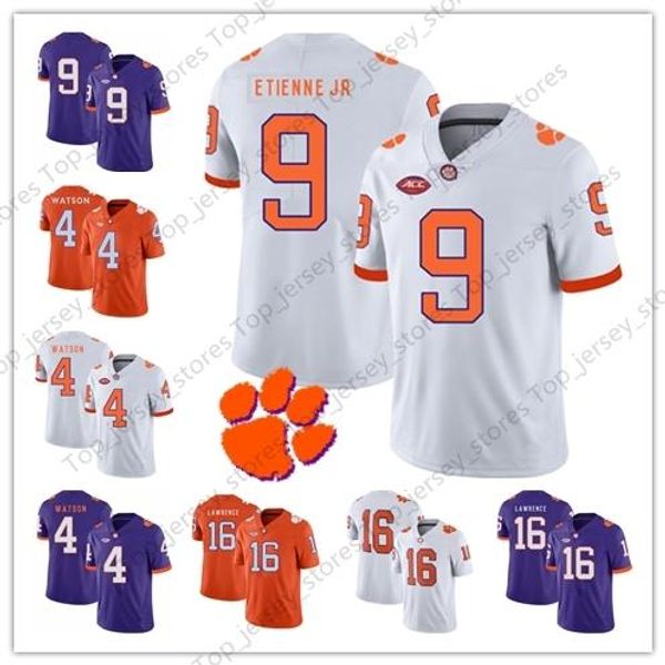 NCAA Clemson Tigers White Orange Purple 4 Deshaun Watson 16 Trevor Lawrence 9 Travis Etienne Jr.