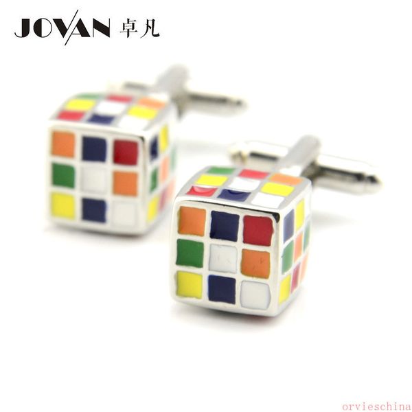 

2020 designer christmas cube cufflinks christmas colorful nine palace cufflinks funny modeling men's jewelry, Silver