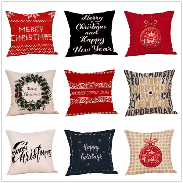 

christmas pillow case glitter cotton linen sofa throw cushion cover home decor